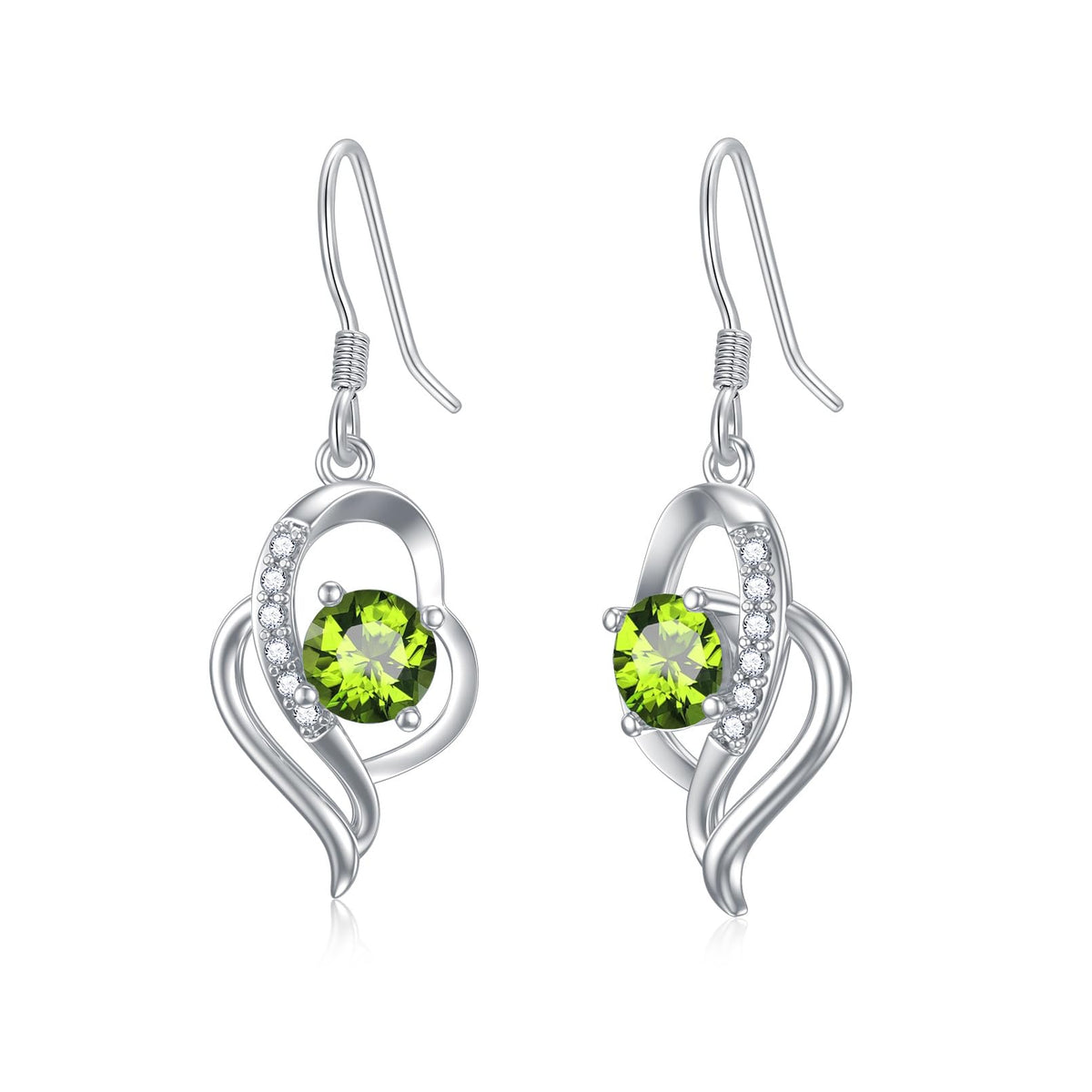 Seiyang August Birthstone Earrings – 925 Sterling Silver Peridot Dangle