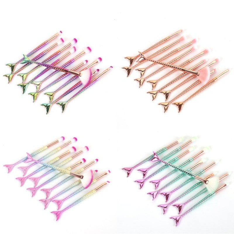 10-Pack Professional Mermaid Makeup Brush Set