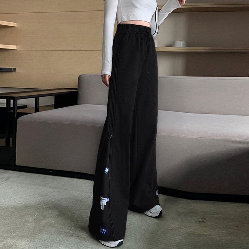 Women’s Drapey High-Waist Wide-Leg Pants – Long Mopping Casual Trousers, S–2XL