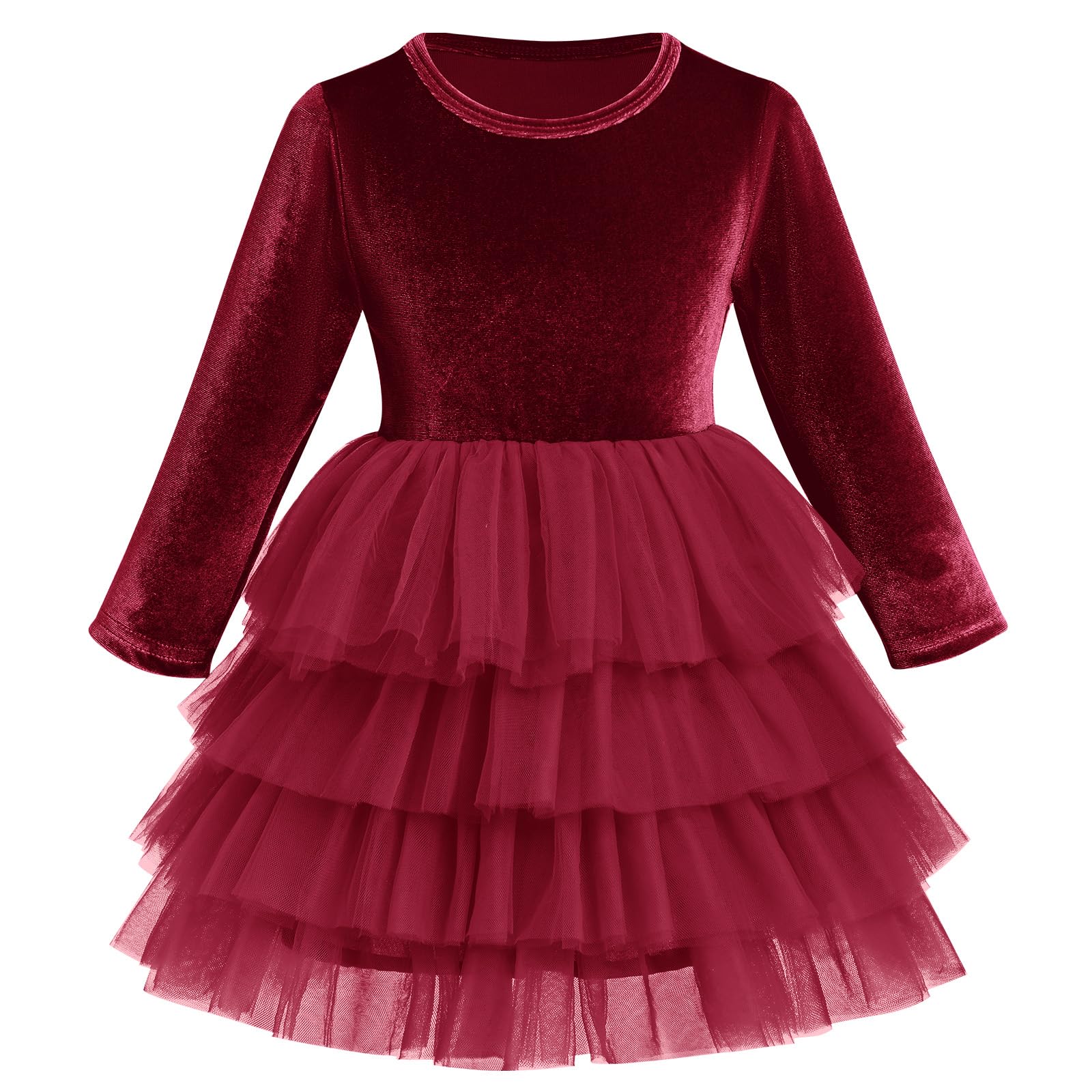 Burgundy Velvet Tutu Dress – Toddler Girls Christmas & Fall Winter Party Dress