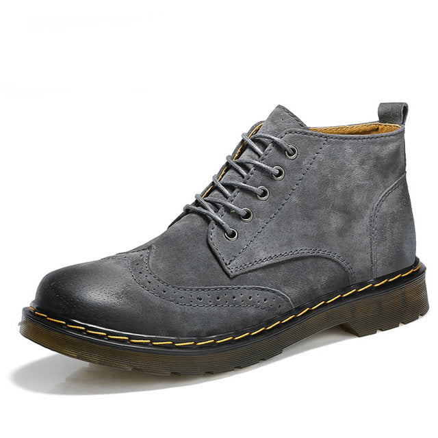 Men’s Genuine Leather Ankle Boots – Vintage Casual Fashion Footwear