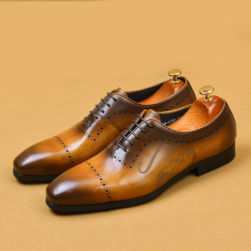 Men’s British Brock Leather Oxford Dress Shoes – Classic Formal Style
