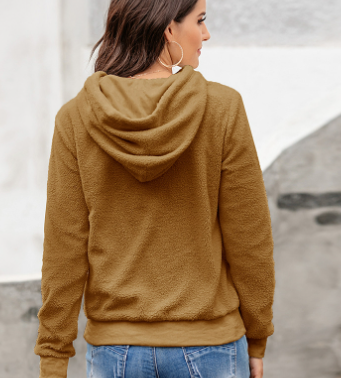 Women’s Embroidered Plush Pullover Sweater Jacket – Loose Lamb Fleece Casual Top, 4 Colors, S–XL