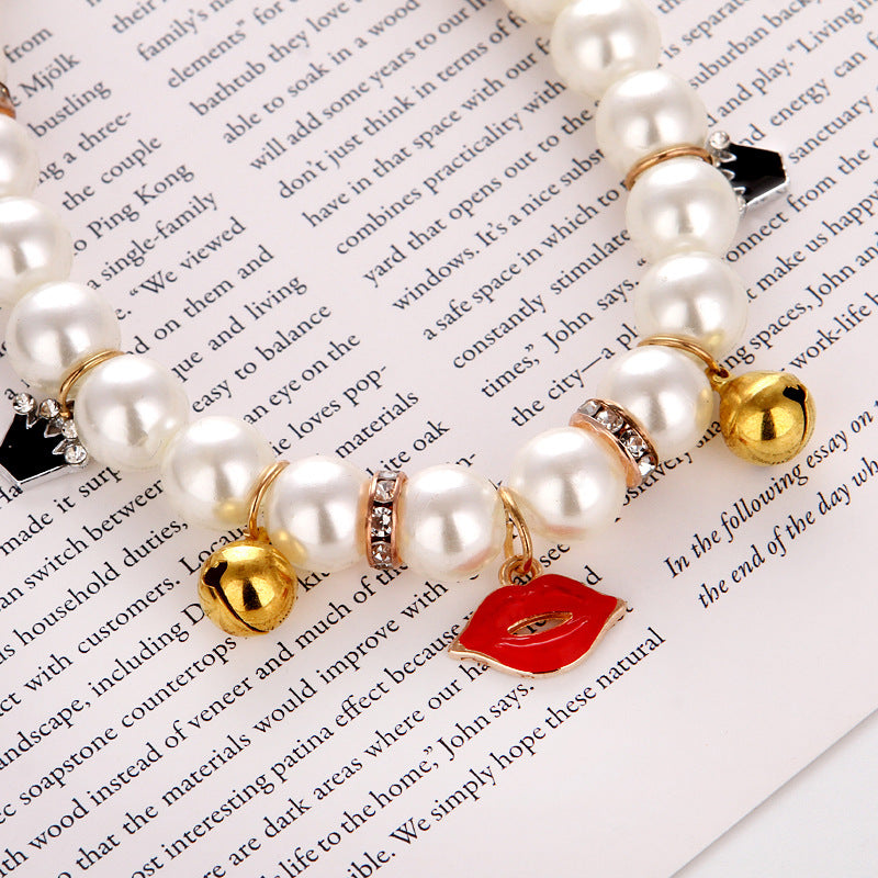 Hand-Woven Pearl Cat Collar – Adjustable Luxury Jewelry Collar for Cats