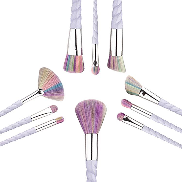 10-Piece Colorful Spiral Unicorn Makeup Brush Set