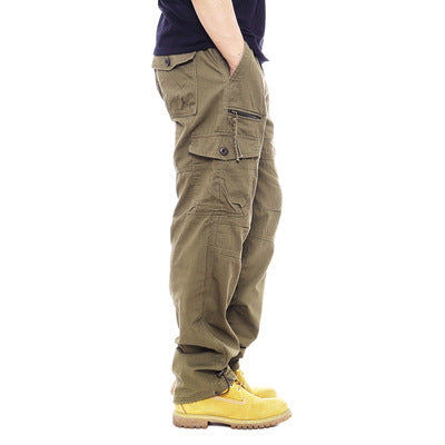 Men’s Plus Size Multi-Pocket Cargo Pants – Elastic Waist Casual Trousers