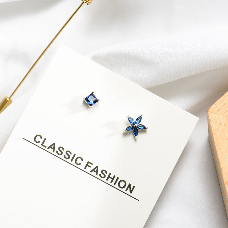 Blue Flower Stud Earrings – Elegant Floral Fashion Jewelry – USA