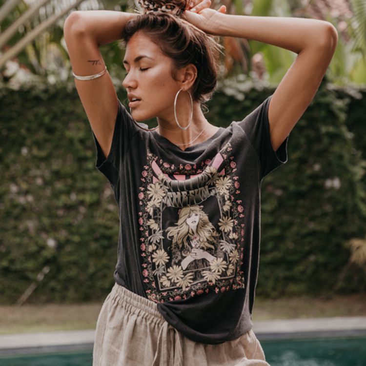 Angel Rose Print Short Sleeve T-Shirt for Women