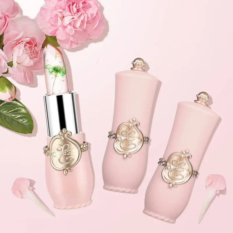 2 PCs Color Changing Dried Flower Jelly Lipstick