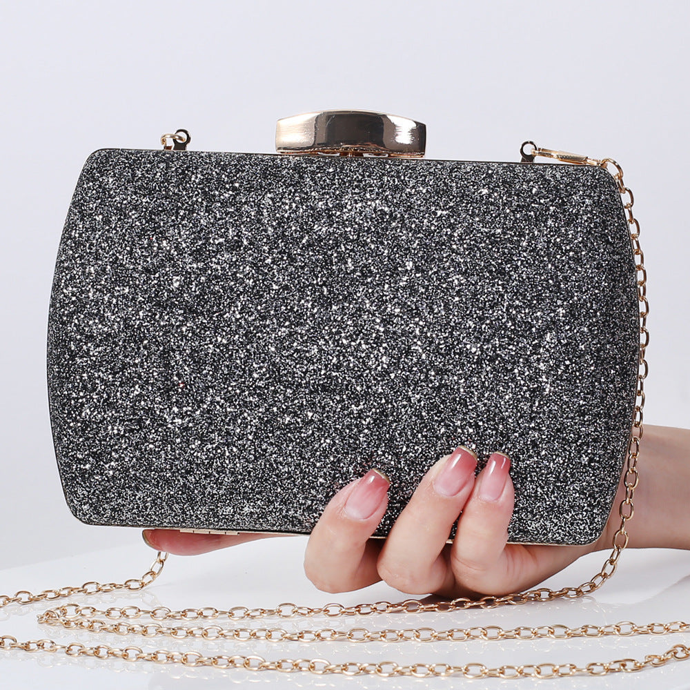 Luxury Golden Sequin Clutch Bag for Women – Sparkling Crossbody Evening Handbag with Secure Lock Closure