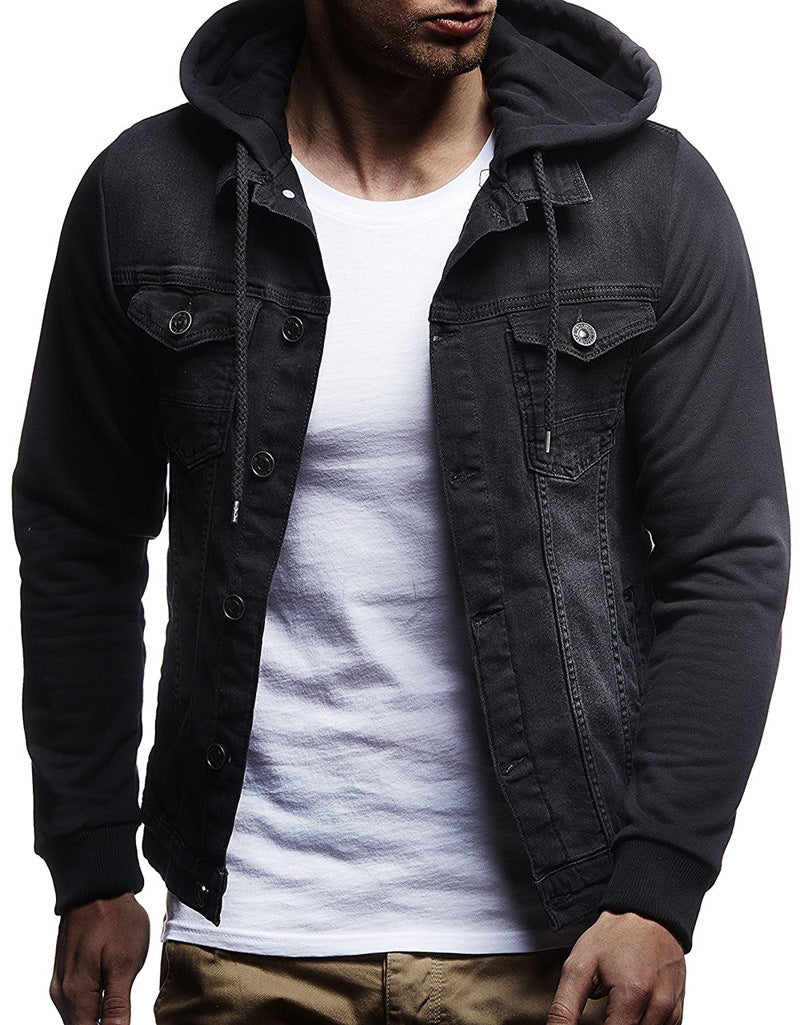 Men’s Casual Knitted Hooded Denim Jacket – USA