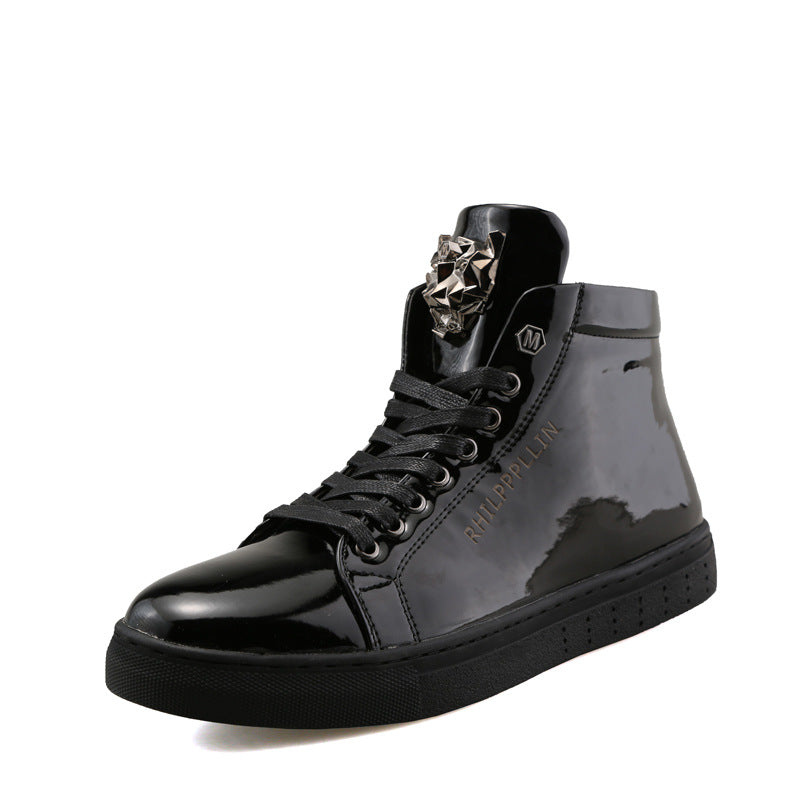 Red Martin Boots for Men, Mid-Calf British Combat Shoes