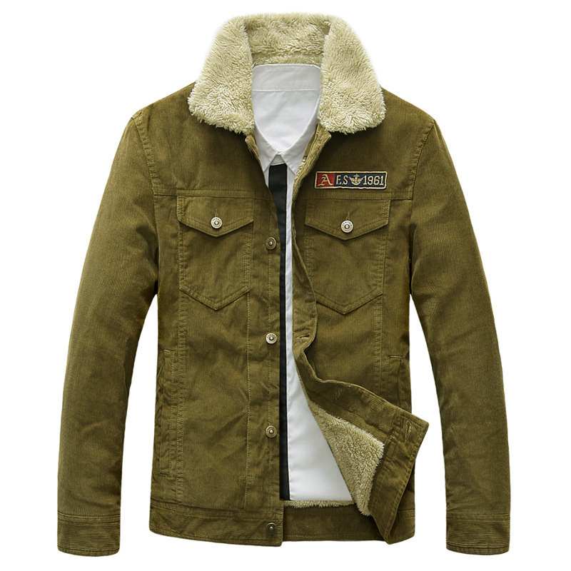 Men’s Corduroy Jacket with Fleece Lining – Oversized Warm Winter Jacket