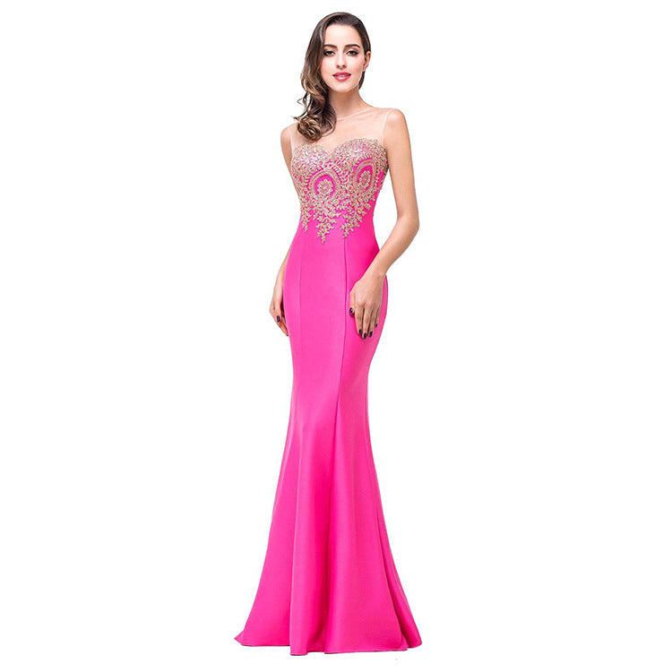 Amazon Europe Evening Dress with Sheer Back and Mermaid Hem for Women USA