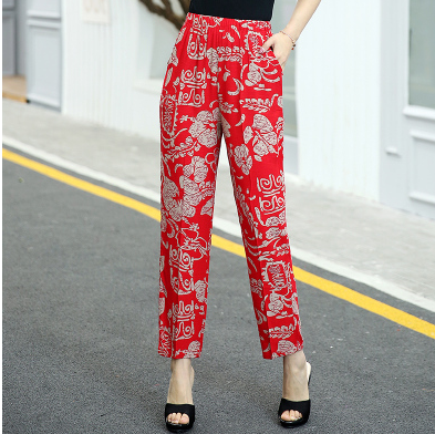 Women’s Loose High-Waist Casual Pants – Lightweight Cropped Straight-Leg Harem Trousers, XL–5XL
