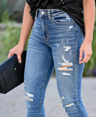 Women’s Fitted Frayed Washed Straight-Leg Jeans – Cotton-Rich Dark Blue Denim, S–3XL