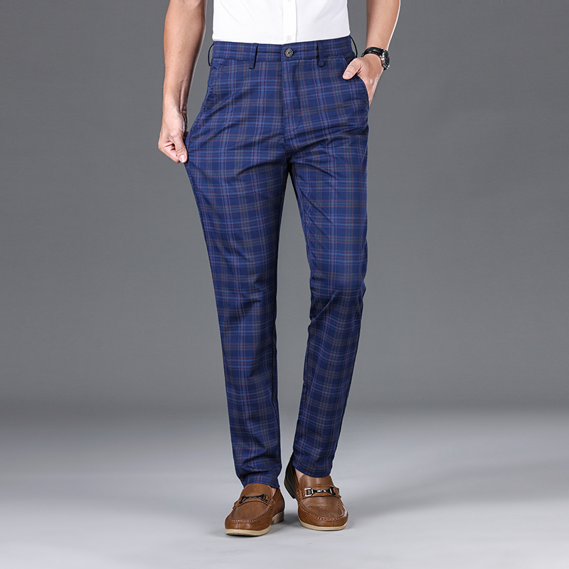 Men’s Stripe Plaid Casual Pants – Modern Checkered Trousers