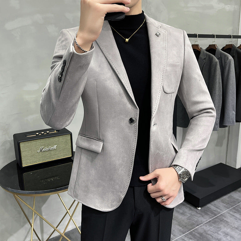 Men’s Slim Fit Faux Suede Blazer Jacket – Lightweight Smart Casual Jacket, M–4XL