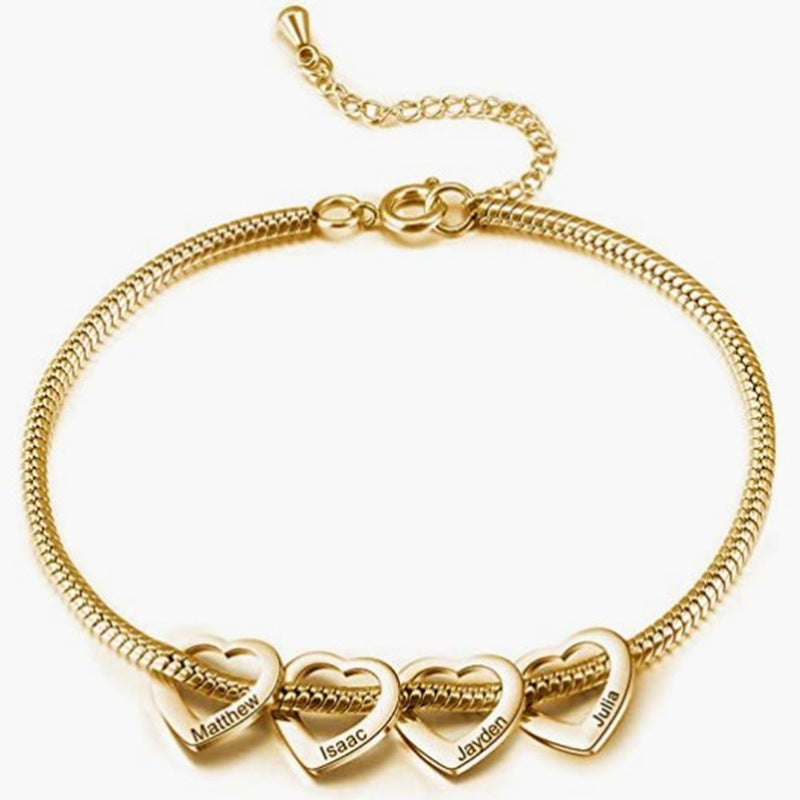 Personalized Adjustable Stainless Steel Heart Anklet