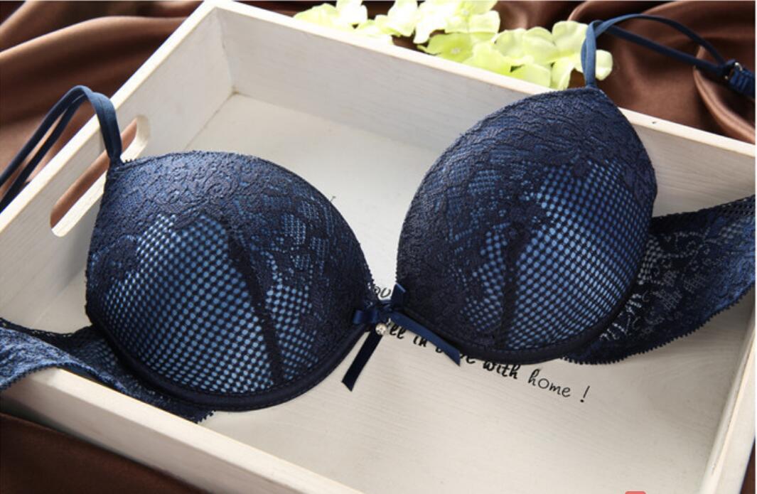 Women’s Vintage Lace Bra Set – Elegant Solid Color Matching Lingerie