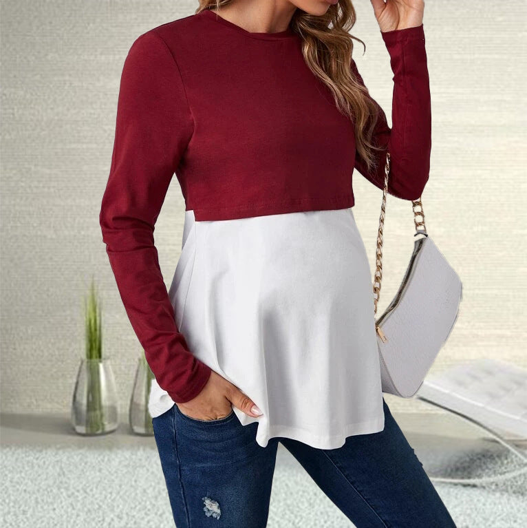 Women’s Maternity Long Sleeve Nursing Top – Breastfeeding Shirt for Moms