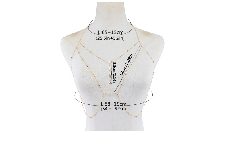 Women’s Rhinestone Tassel Body Chain – Gold & Silver Chest Chain Necklace Statement Jewelry