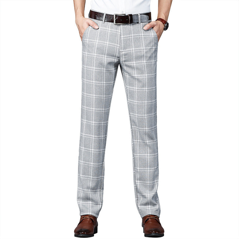 Men’s Summer Loose Fit Plaid Trousers – Casual Checkered Pants