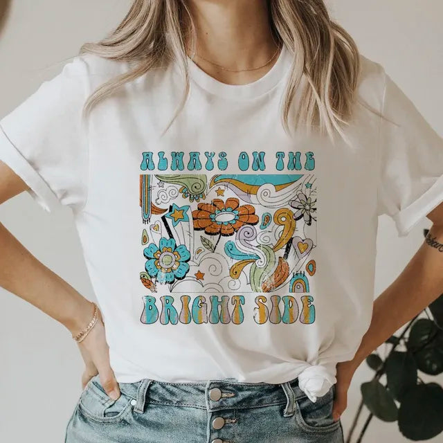 Women’s 90s Smile Letter Graphic T-Shirt – Retro Casual Short Sleeve Tee