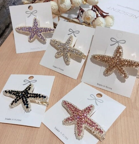Rhinestone Starfish Hair Clip – Sparkling Ocean-Inspired Hair Accessory for Women