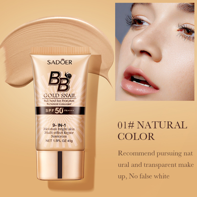 SADOER Gold Snail BB Cream SPF 50 – Long-Lasting Foundation Makeup
