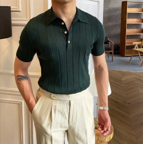 Men’s 100% Lyocell Slim-Fit Polo Shirt – Breathable Lightweight Short Sleeve Polo