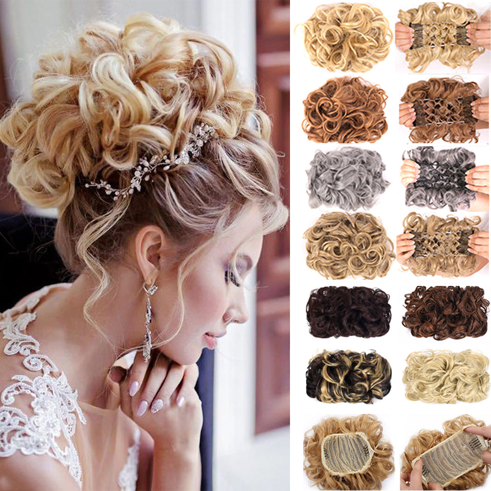 Synthetic Curly Hair Extension with Large Comb Clip – Lightweight Updo Hairpiece for Women