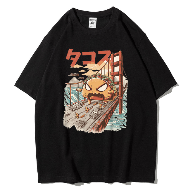 Men’s Hip Hop Cartoon Graphic T-Shirt – Breathable Polyester Streetwear Tee, S–3XL