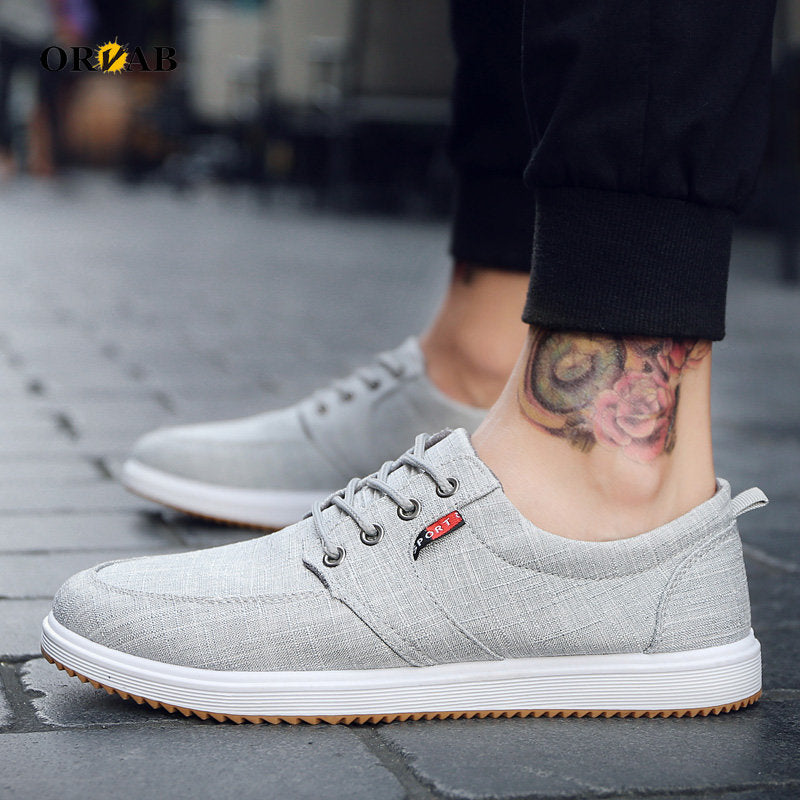 Men’s Breathable Linen Moccasin Loafers – Casual Slip-On Shoes