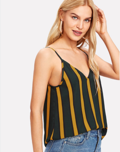 Women’s Striped Chiffon Tank Top – Casual Sleeveless Summer Blouse