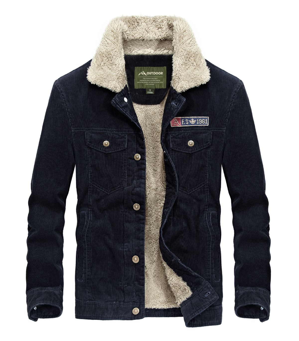 Men’s Corduroy Jacket with Fleece Lining – Oversized Warm Winter Jacket