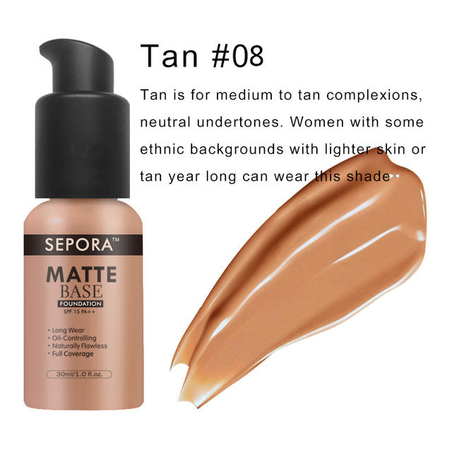 Matte Waterproof Liquid Foundation & Concealer – Full Coverage Face Makeup