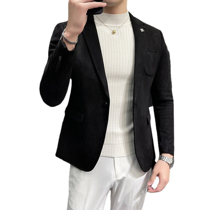 Men’s Slim Fit Faux Suede Blazer Jacket – Lightweight Smart Casual Jacket, M–4XL