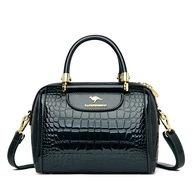 Women's Shiny Patent Leather Crossbody Shoulder Bag – Spacious PU Handbag