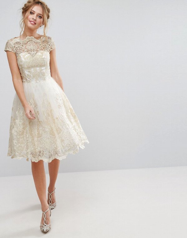 Amazon Europe Women's Embroidered Mesh Dress with Floral Hollow Detail USA