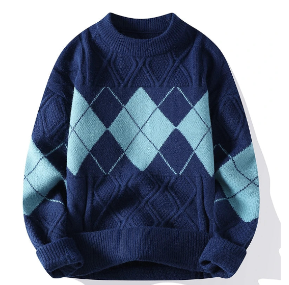 Men’s Colorful Knit Sweater – Unique Collar Design & Modern Casual Style – USA