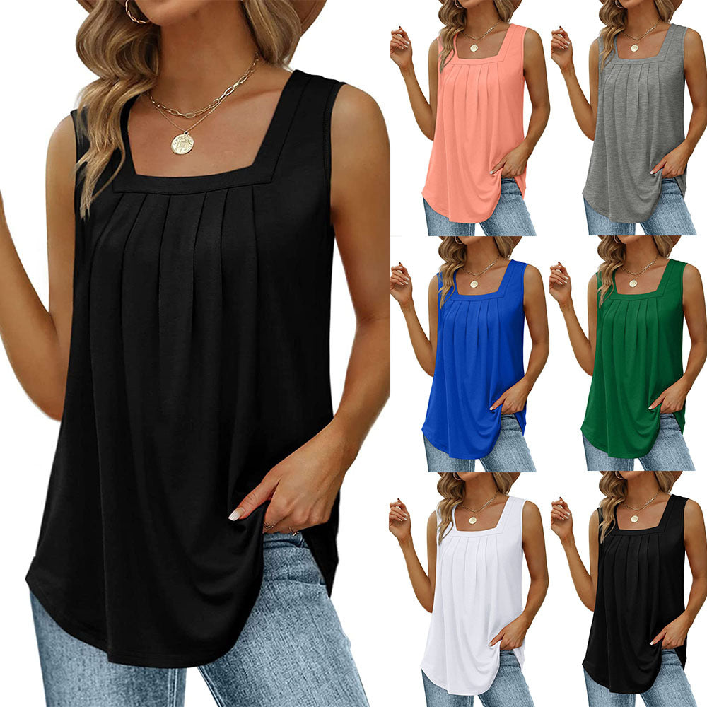 Women’s Square Neck Tank Top – Sleeveless Casual Summer Leisure Top