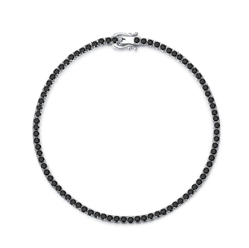 Women’s Sterling Silver Diamond Bracelet – Elegant 2mm & 3mm Crystal Jewelry