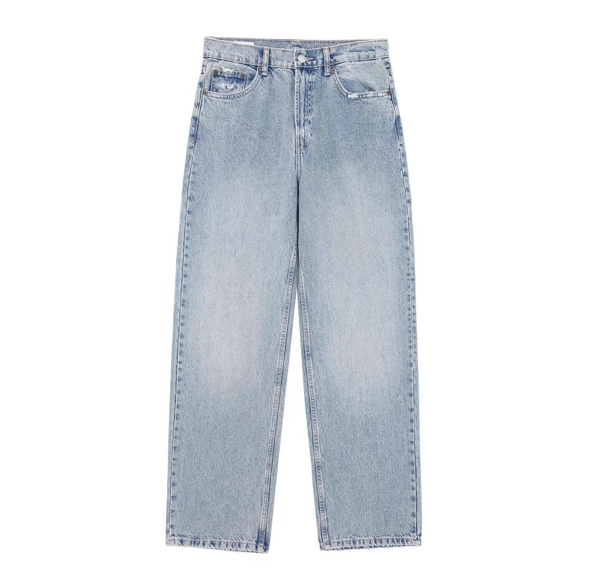Women’s Straight-Leg Ripped Jeans – Cotton Blend Distressed Denim in Dark Gray, Light Blue & Faded Blue, XS–L