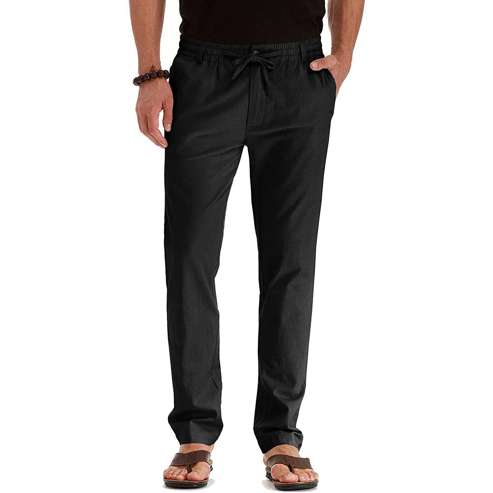 Men’s Loose Fit Cotton Pants – Elastic Waist Casual Trousers