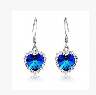Ocean Heart Crystal Earrings for Women – Elegant Sparkling Statement Jewelry