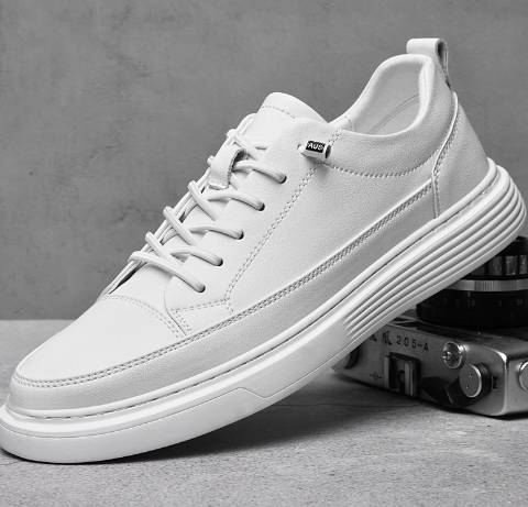 Men’s Azure Leather Sneakers with Thick Sole