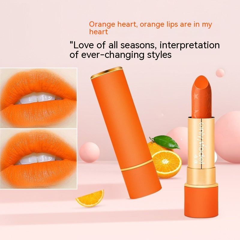Carrot Orange Long-Lasting Nourishing Lipstick – Moisturizing Vibrant Lip Color