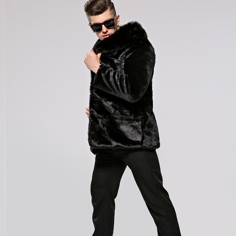 Men’s Faux Fur Winter Coat – Plush Warm Casual Jacket for Cold Weather
