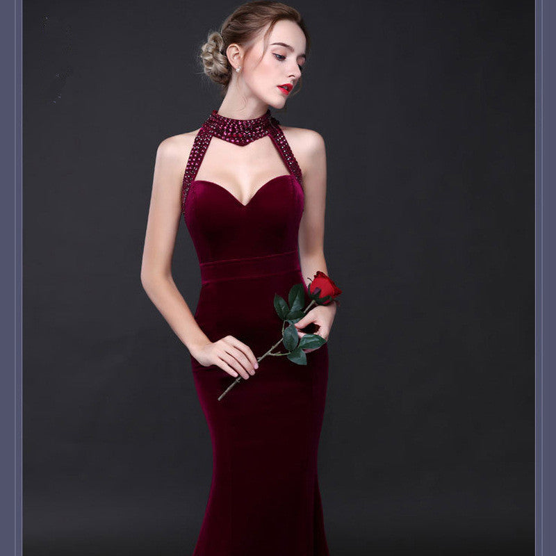 Women's Velvet Mermaid Evening Gown – Long Formal Dress